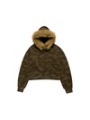 ADLV Woman Camo Fur Crop Hoodie Zip Up