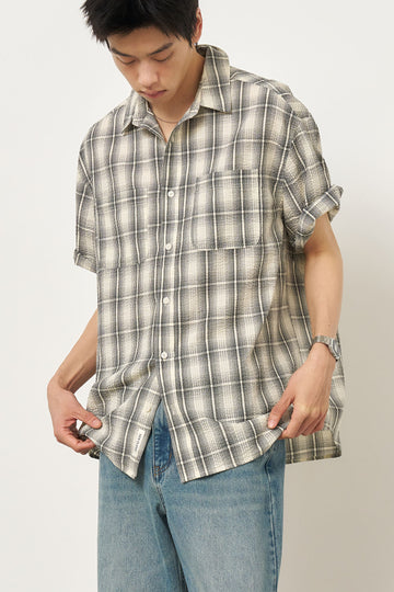 General Idea MAN Seersucker Half Check Shirt