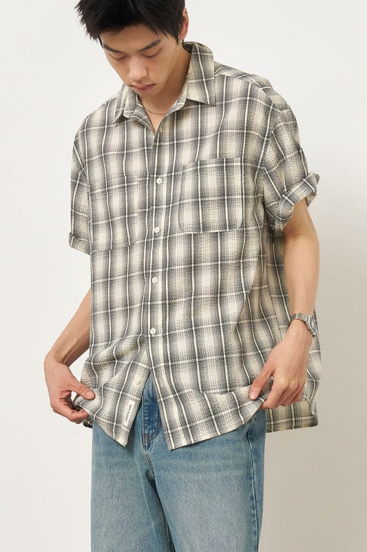 General Idea MAN Seersucker Half Check Shirt