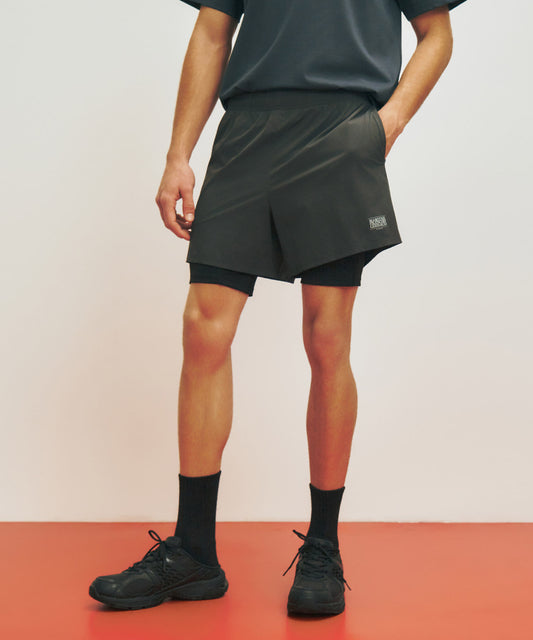 Marithé François Girbaud Marithé Sport M Double-Layer Shorts Charcoal