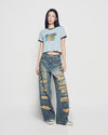 ADLV Woman AC Bear Crop Ringer T-Shirt