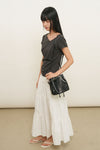 General Idea WOMAN Crack Faux Leather Bucket Bag [BLACK]