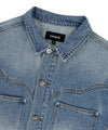 Mahagrid Western Denim Jacket Blue