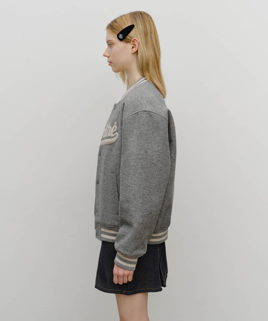 Marithé François Girbaud Wool Varsity Jacket Heather Gray