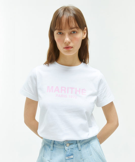 Marithé François Girbaud Women's Regular Logo Tee White/Pink
