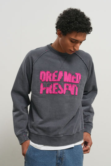 General Idea [XXL Exclusive] UNISEX Garment Dyed Lettering Sweatshirt [GREY]