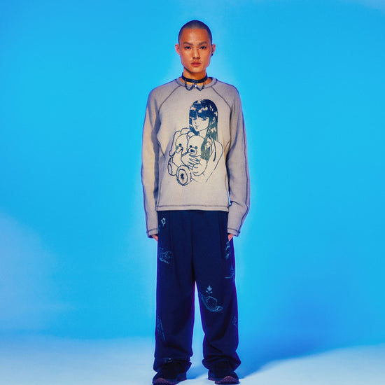 Nice Ghost Club Doll and the Girl Waffle Long Sleeve Tee
