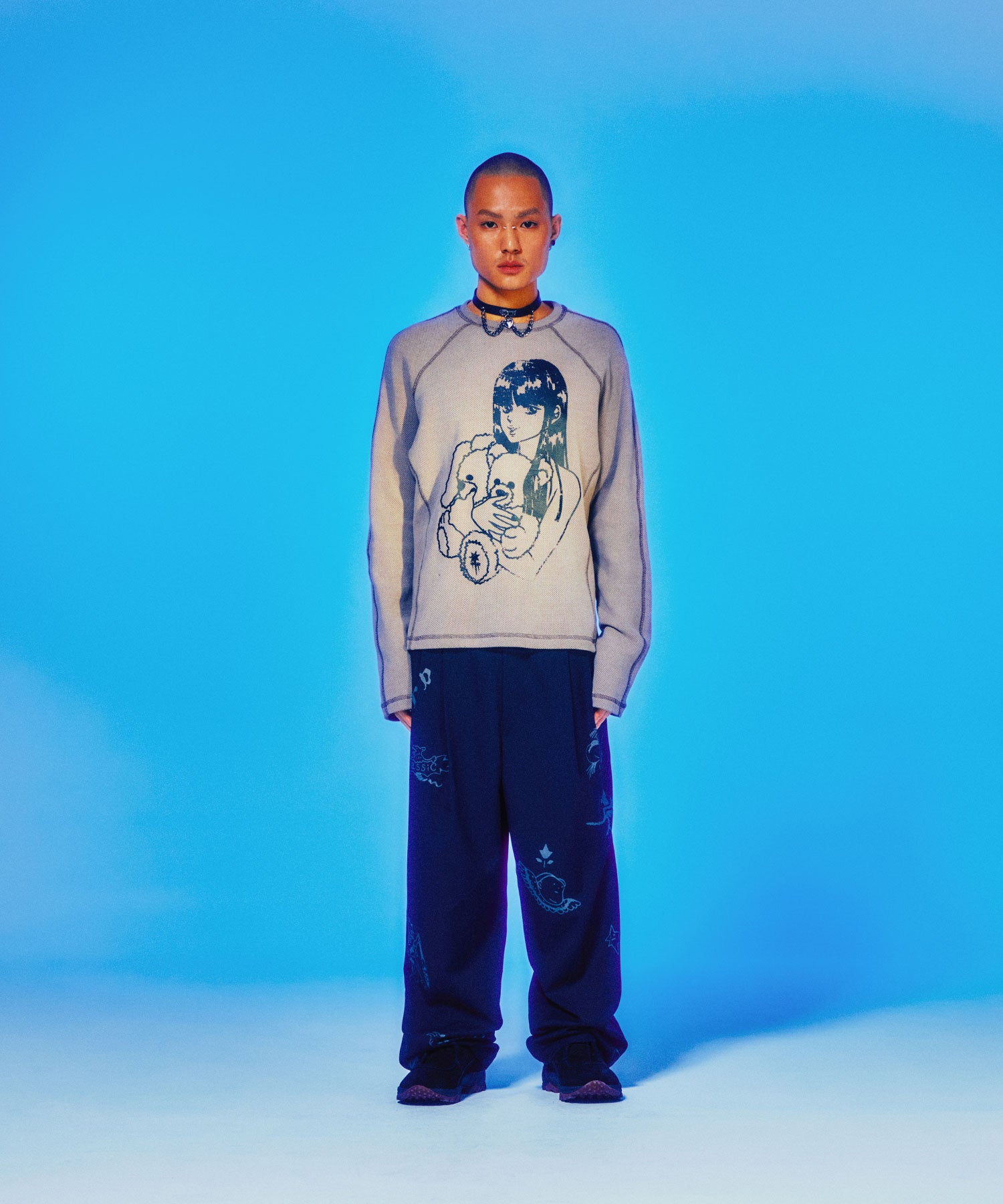 Nice Ghost Club Doll and the Girl Waffle Long Sleeve Tee