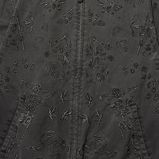 Nice Ghost Club Tattoo Harrington Dyed Jacket [Black]