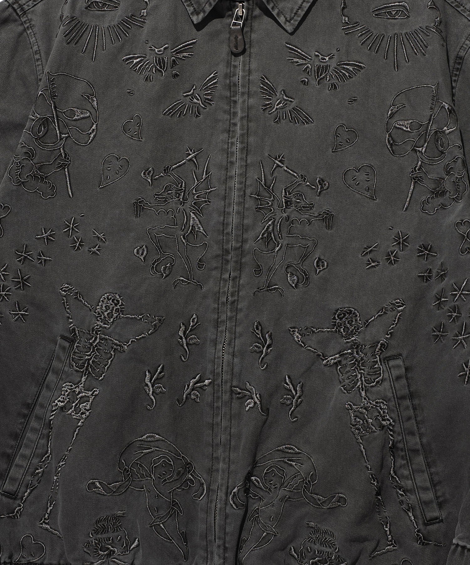 Nice Ghost Club Tattoo Harrington Dyed Jacket [Black]