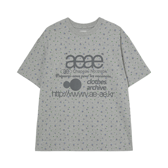 AEAE Web Logo Flower T-Shirt in Melange Grey