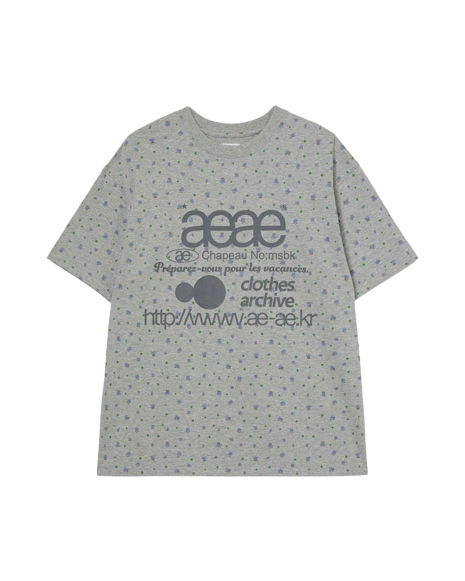 AEAE Web Logo Flower T-Shirt in Melange Grey