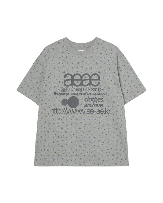 AEAE Web Logo Flower T-Shirt in Melange Grey