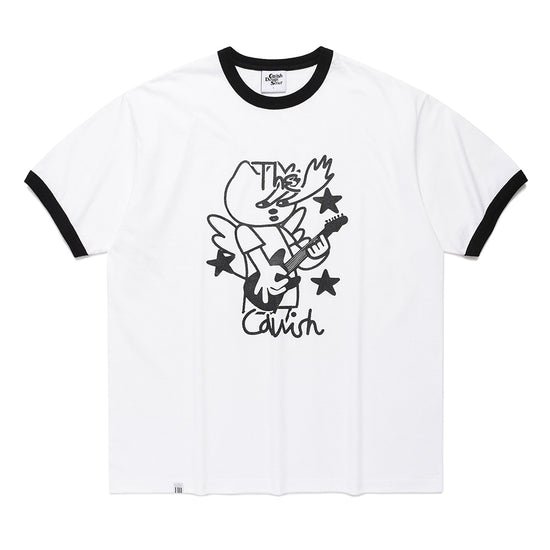 Cavish CAVISH X LELBO BROWN GLITTER RINGER SHORT SLEEVE TEE [WHITE]