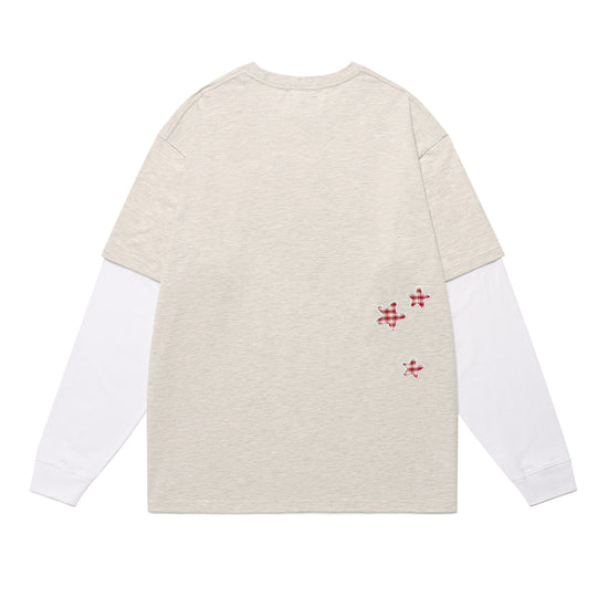 Cavish Check Twin Star Layered Long Sleeve Tee