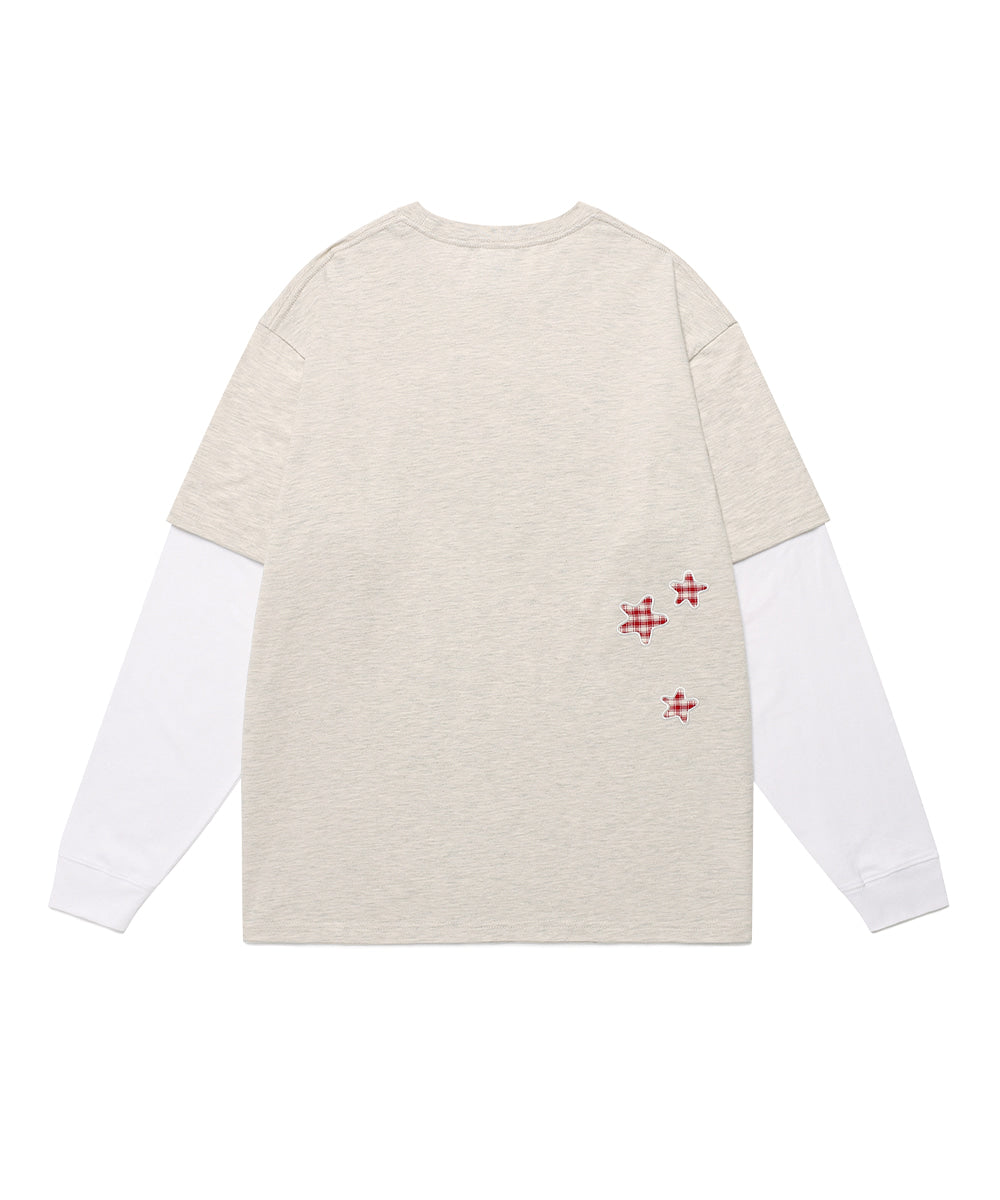 Cavish Check Twin Star Layered Long Sleeve Tee