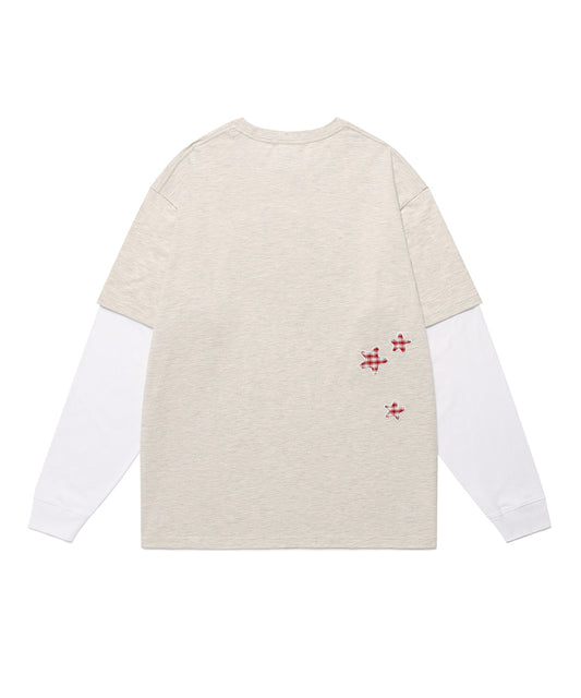Cavish Check Twin Star Layered Long Sleeve Tee