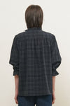 General Idea WOMAN Check Ruffle Blouse [DARK NAVY]