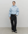 Marithé François Girbaud Women's Regular Logo Hooded Crop Down Jacket Light Blue