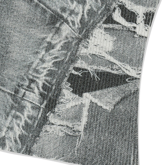 Mahagrid Denim Printed Halter Knit