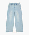 Marithé François Girbaud New M Low-Waist Tuck Wide Denim Pants Blue
