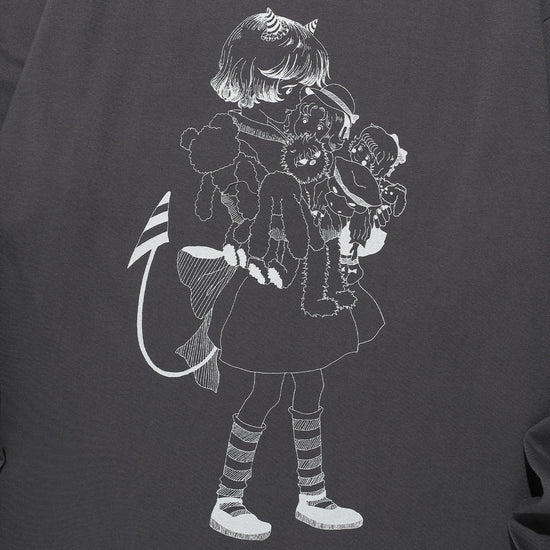 Nice Ghost Club Little Devil Girl Drawing Big Big Long Sleeve Tee [Charcoal]