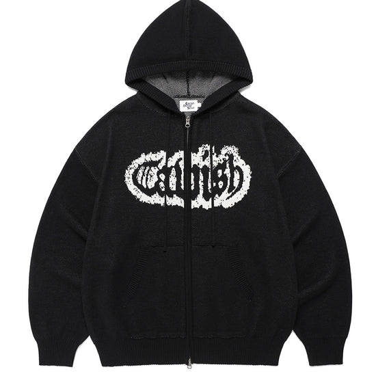 Cavish Rugged Knit Zip Up Hoodie