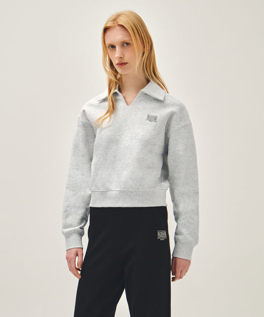 Marithé François Girbaud W DOODLE CLASSIC LOGO COLLAR SWEATSHIRT light heather gray