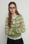 General Idea WOMAN Multi Stripe Crew Neck Cardigan