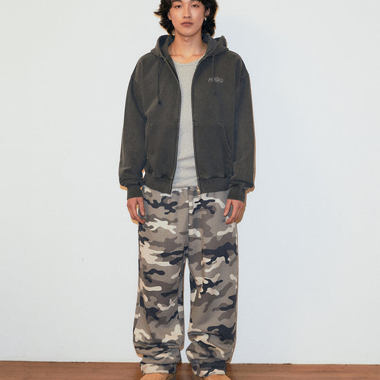 Mahagrid Slash Logo Pigment Zip Up Hoodie
