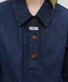Marithé François Girbaud Women's Denim Long Sleeve Dress Dark Blue
