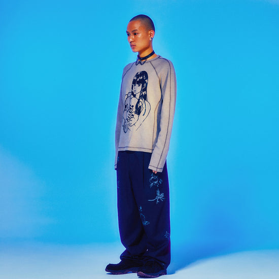 Nice Ghost Club Doll and the Girl Waffle Long Sleeve Tee