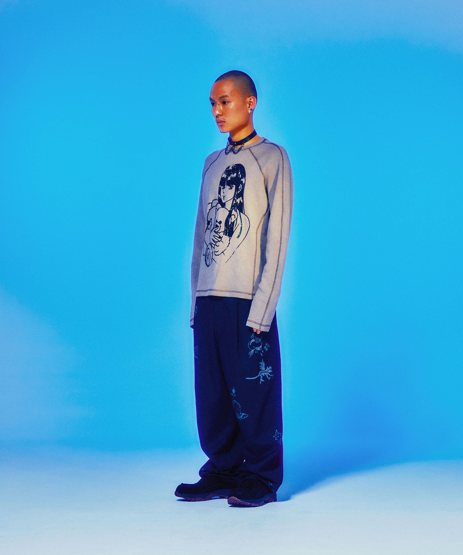 Nice Ghost Club Doll and the Girl Waffle Long Sleeve Tee