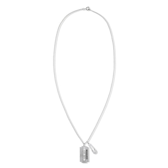 Mahagrid Blade Safety Pin Necklace Silver
