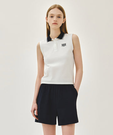 Marithé François Girbaud [6/23 예약발송] W SMALL CLASSIC LOGO PK COLLAR SLEEVELESS white