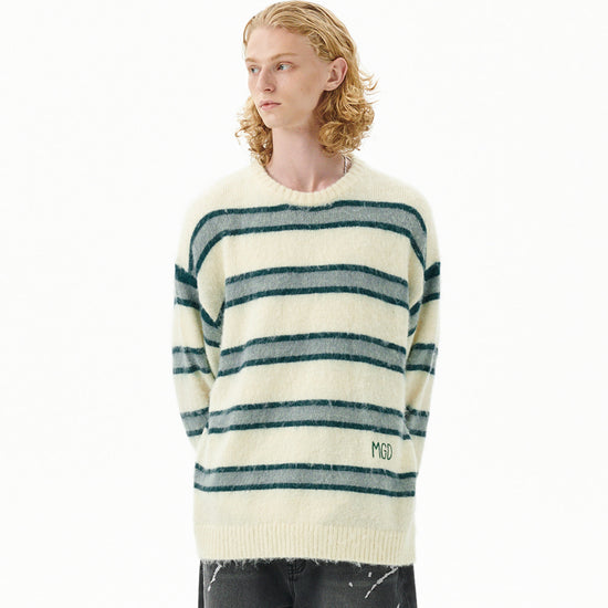 Mahagrid Hairy Stripe Knit Sweater