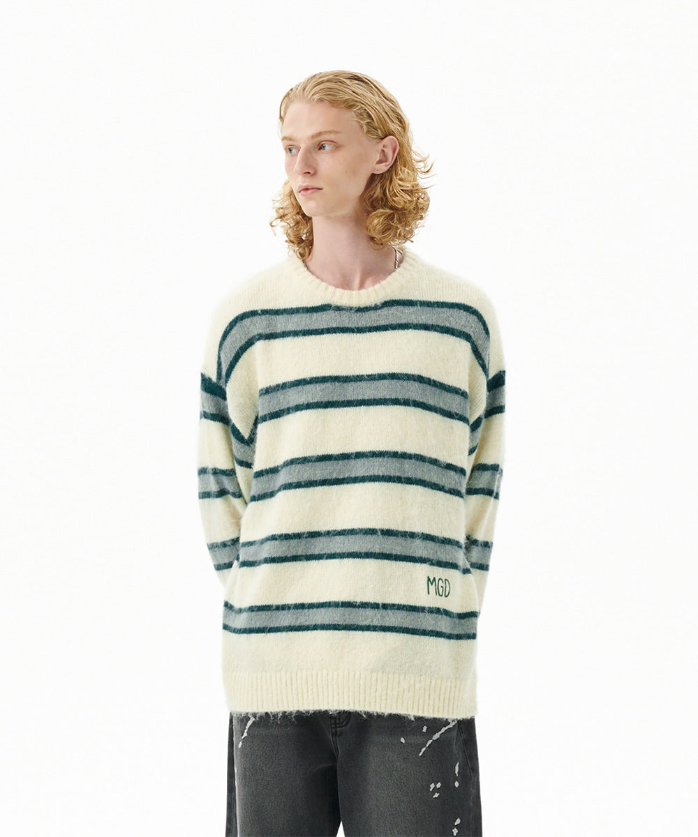 Mahagrid Hairy Stripe Knit Sweater