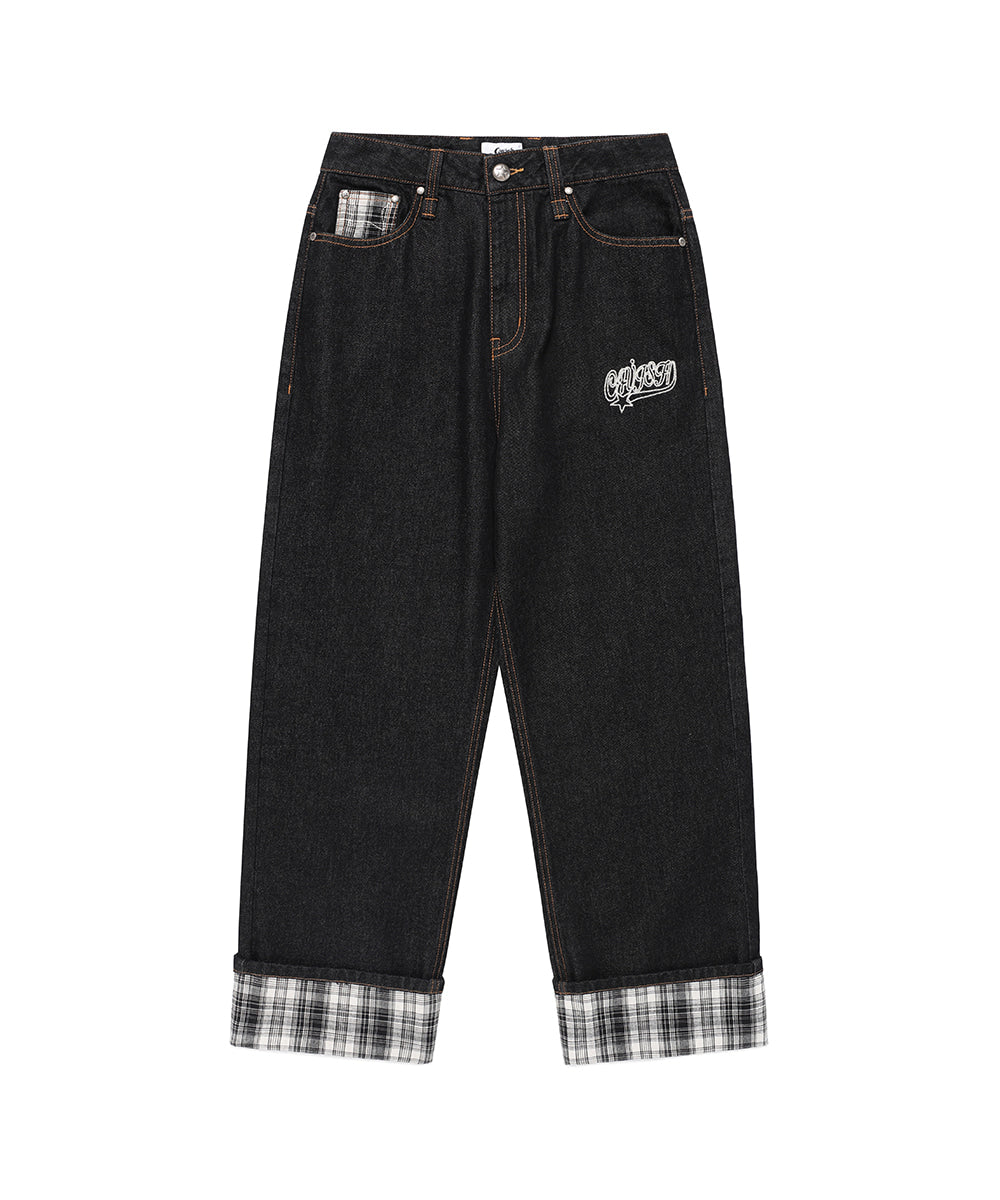 Cavish Kyurin Wearing W Check Denim Pants in Black