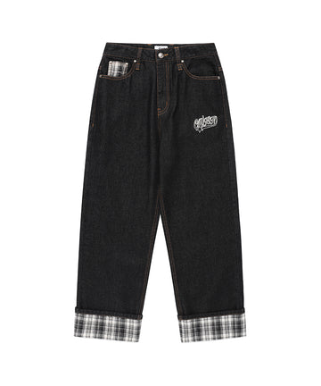Cavish Kyurin Wearing W Check Denim Pants in Black