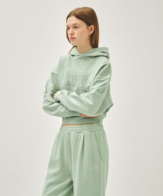 Marithé François Girbaud W SHADOW CLASSIC LOGO DYEING CROP HOODIE mint