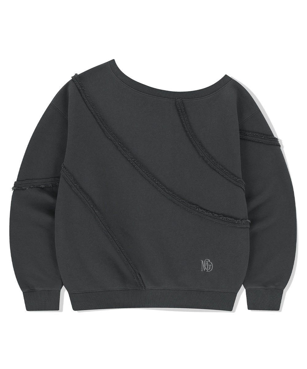 Mahagrid Cut Off One Shoulder Sweatshirt