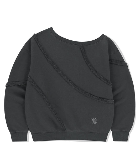 Mahagrid Cut Off One Shoulder Sweatshirt