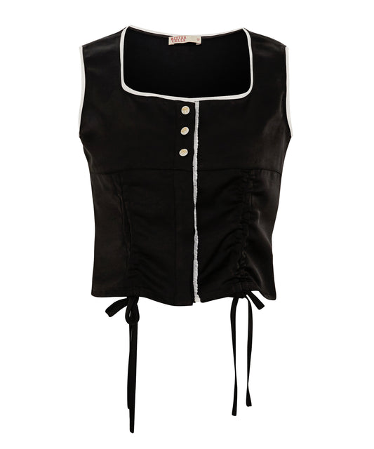 Bitter Cells Luv Satin Vest-Black