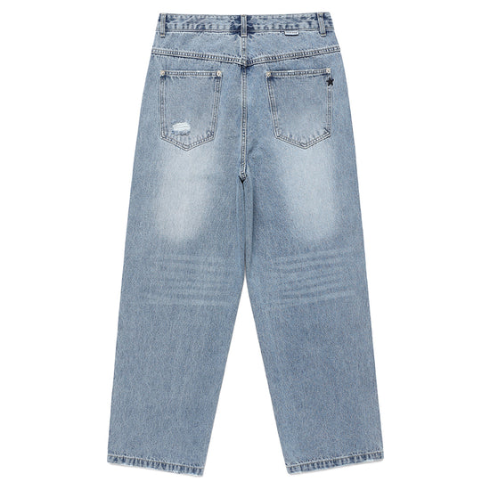 Cavish Damaged Star Denim Pants [Blue]