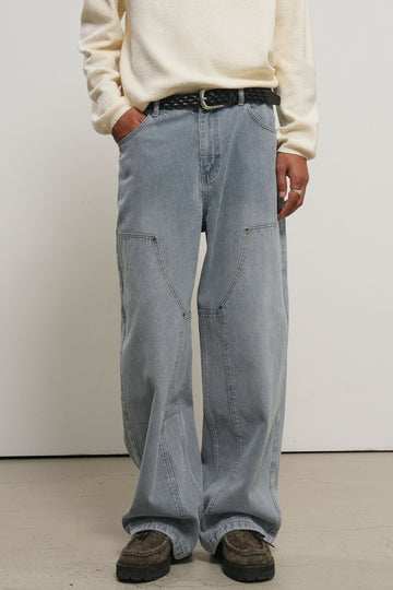 General Idea MAN Double Knee Detail Denim Pants [LIGHT BLUE]