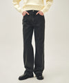 Marithé François Girbaud Women's High Straight Stripe Denim Pants Black