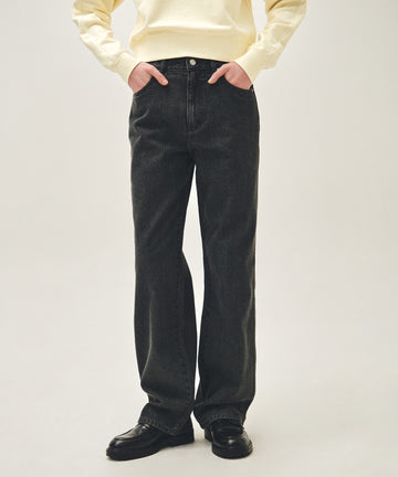 Marithé François Girbaud Women's High Straight Stripe Denim Pants Black