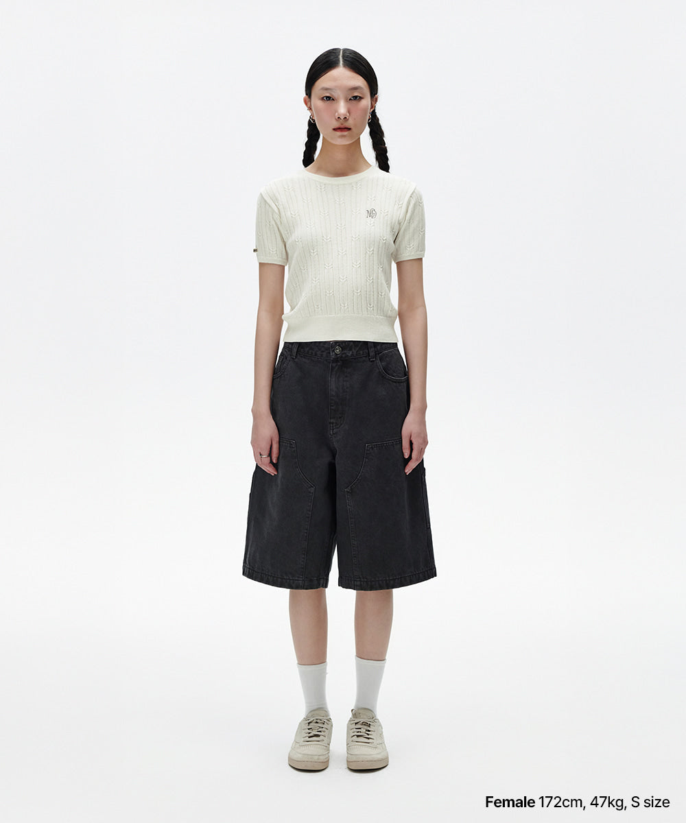 Mahagrid Cable Half Sleeve Knit