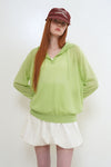 General Idea Woman Sheer Hood Knit Pullover