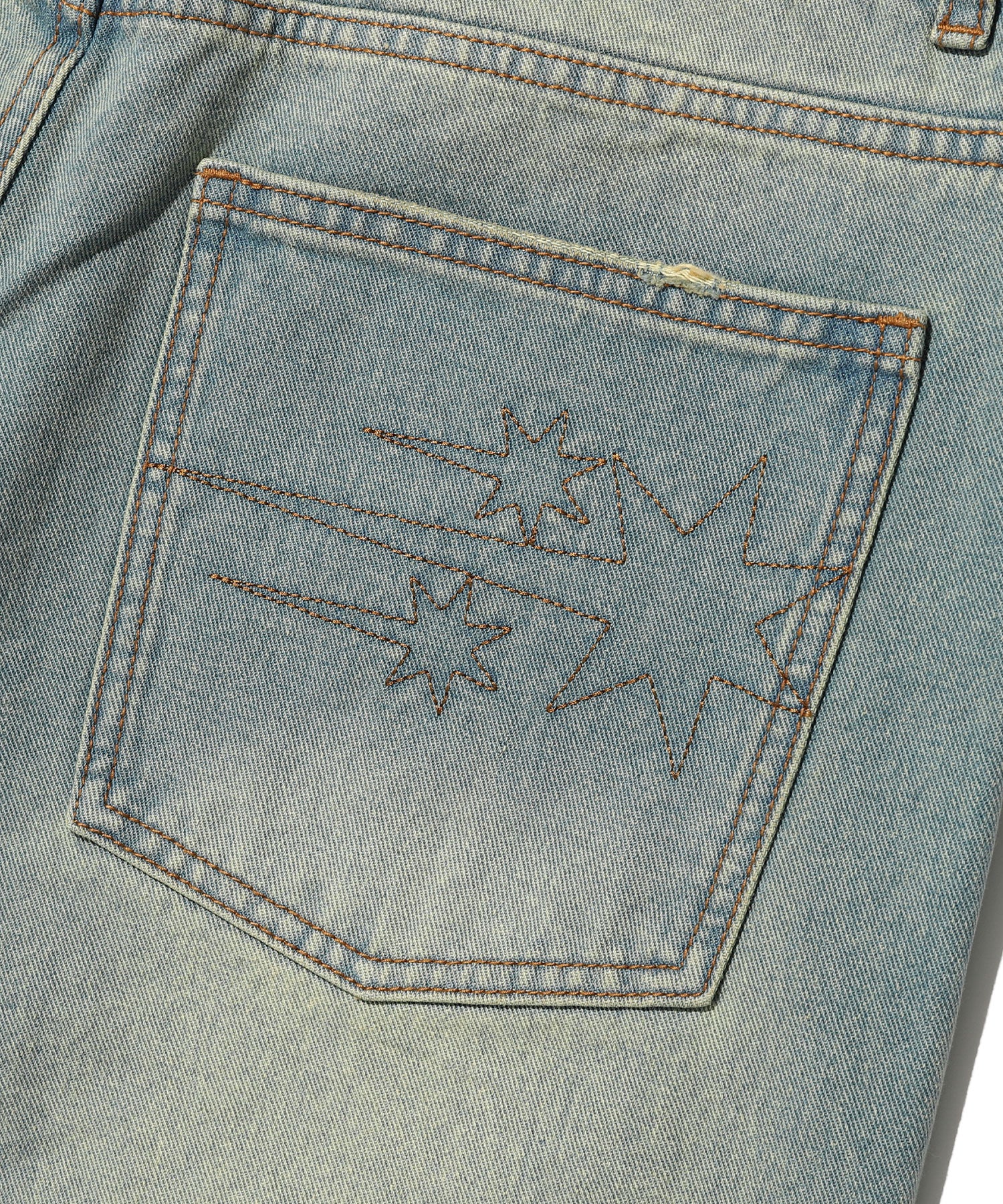 Nice Ghost Club Pattern Patchwork Wide Denim Pants